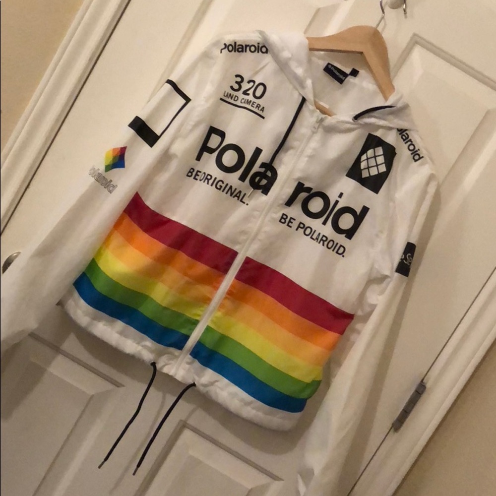 Dope brand new rain/wind jacket Polaroid rainbow